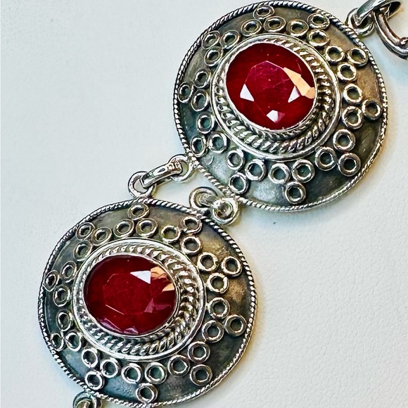 Stauer Sterling Silver Ruby Link Bracelet - Picture 4 of 7